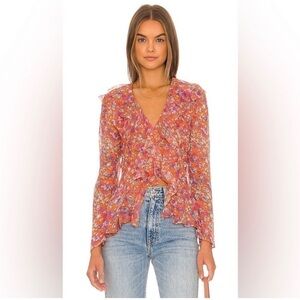 Free People Nina Printed Top in Tulips Ditsy